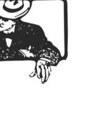 man in round hat and bow tie, vintage drawing
