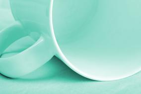 blue mug in close up