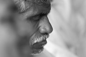 Portrait of Old Man with closed eyes