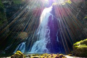 Waterfall Light Beam Water