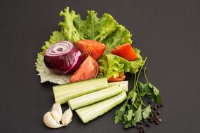 sliced vegetables on the table