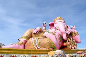 pink elephant lying down view