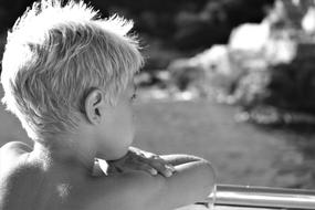 Child Boy Thinking black and white