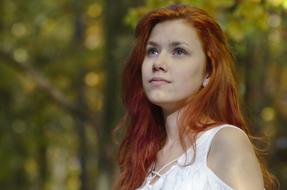 redhead Girl Autumn Outdoors