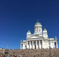 traveling white church in the blue sky