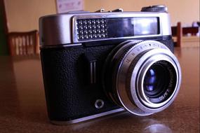 old camera on the table close-up