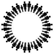 silhouettes of parents and children in a circle with unity