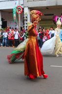 beautiful asian women in traditional costumes on Festival