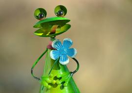 Green frog decorative figure