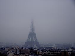 Eiffel Tower Fog Snow