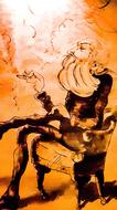old Man smoking, vintage drawing