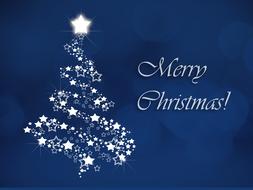merry christmas blue card