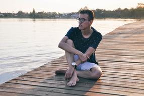 Man Beautiful Young lake