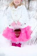 Little Girl Pink dress snow