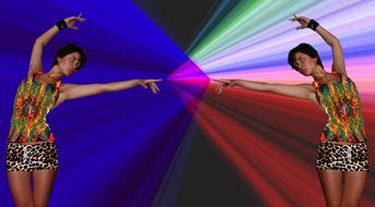 Girl pose at colorful background