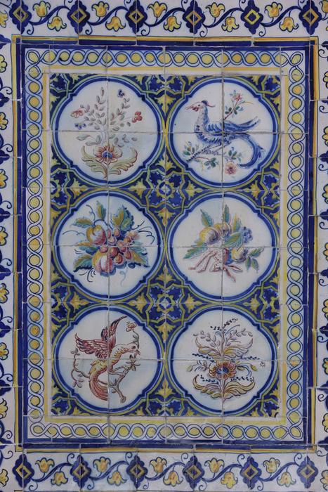 patterned blue tiles