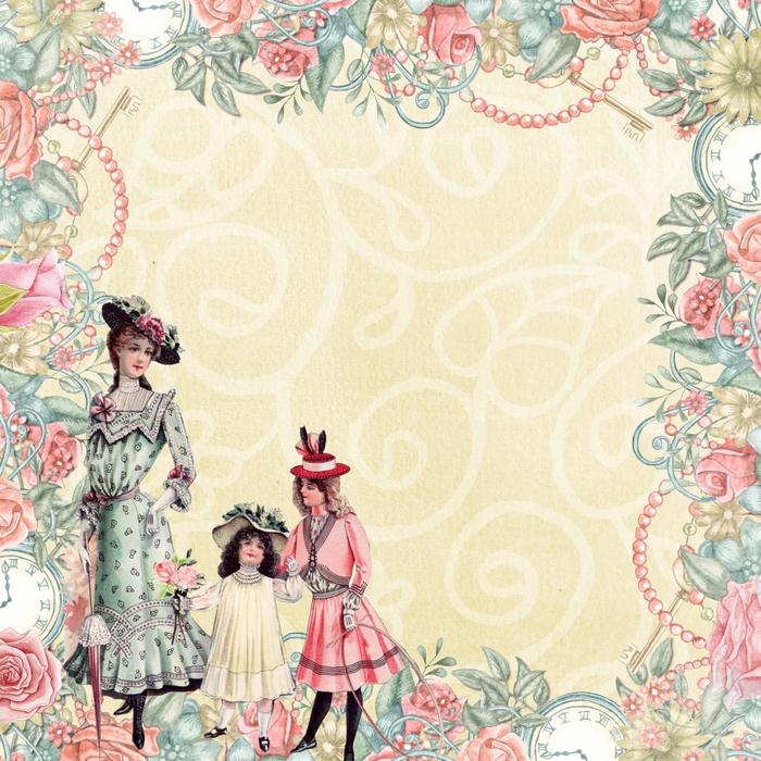 vintage girls roses background