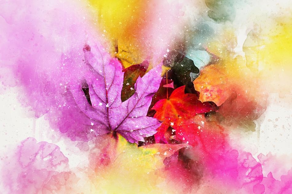 colorful leaves digital art abstract