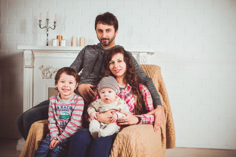 happy family in the chair
