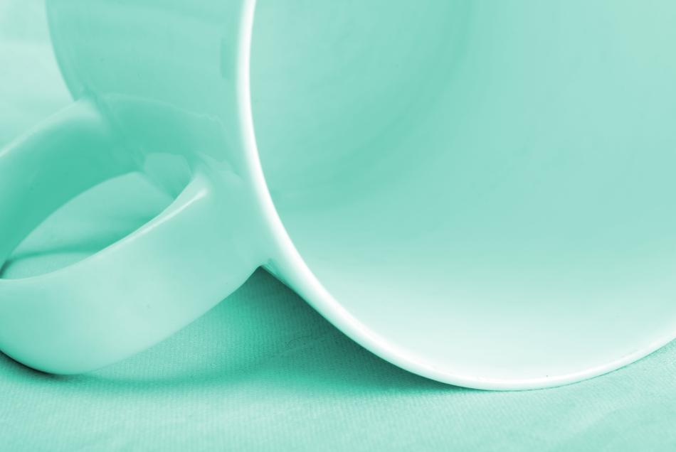 blue mug in close up