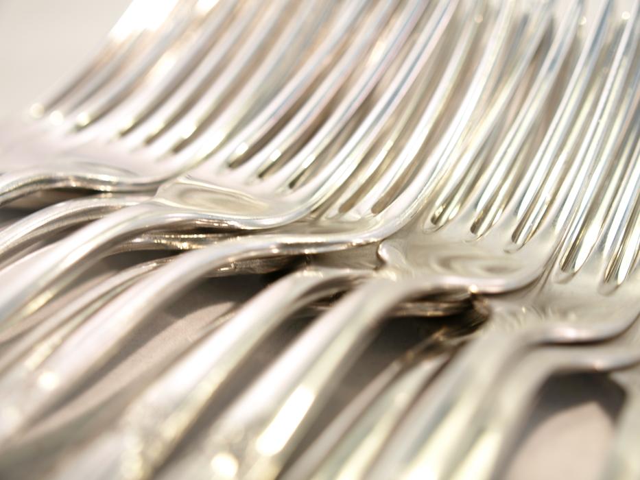 silver forks on a white background