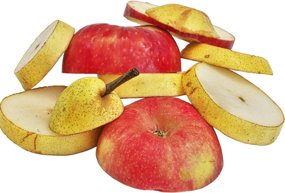 Sliced fruit on a white background