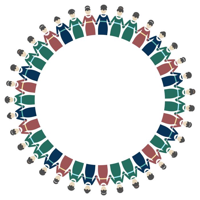 drawing of girls in circcle