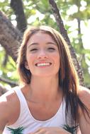 smiling long haired young Girl outdoor