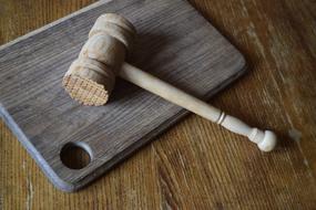 wooden hammer on the table