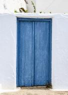 Wooden Blue Door and white wall