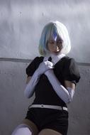sexy Girl in long white gloves