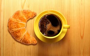 croissant with hot coffee