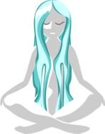 meditation girl blue hair drawing
