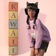 manga anime character, kawaii, cute girl