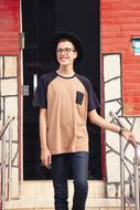 man Model red wall