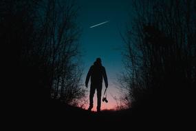 Silhouette man at Dark outdoor
