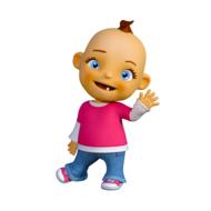 cute baby boy waving, render