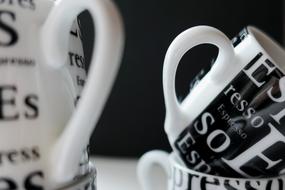 black and white mug