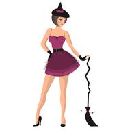 drawing of a girl in a witch costume