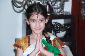 cute girl in sari costume in india