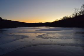 Sunset Lake Frozen