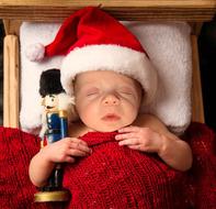 Child Baby Winter red hat wood toy