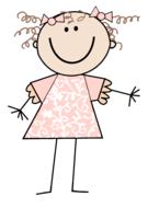 Cute, colorful and beautiful drawing of the smiling girl, at white background, clipart