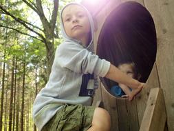 children on the playground in the park close up