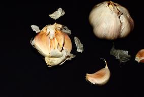 delicious garlic on a black background