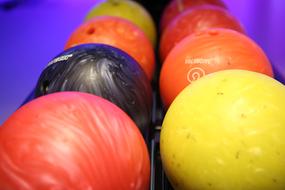 colorful bowling Balls arrangement