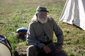 reenactment, elderly man in military uniform