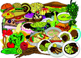 drawing of food in color