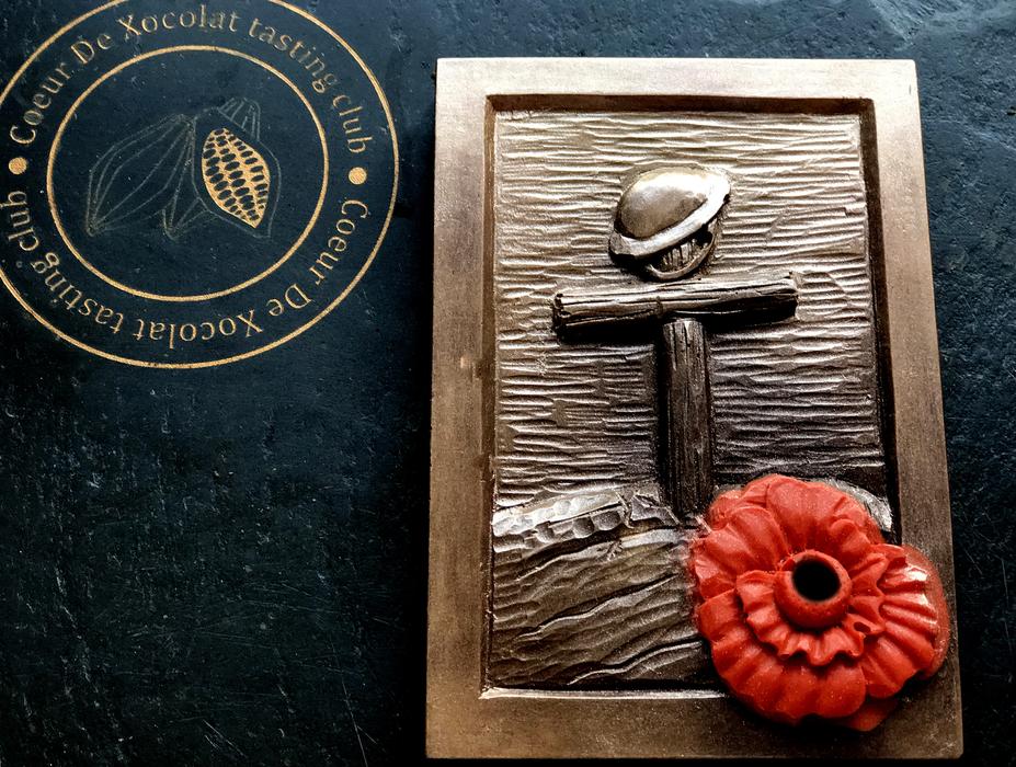 red poppy on chocolate