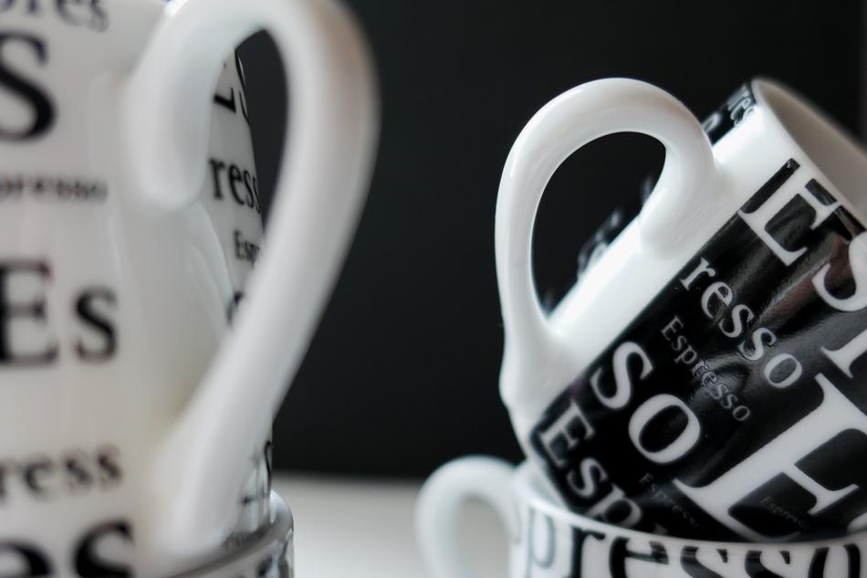 black and white mug